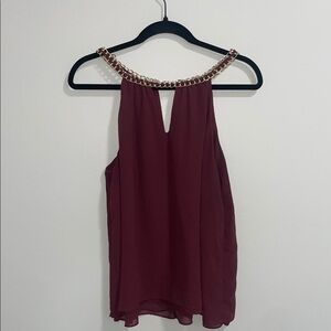 Elegant Burgundy Chain-Detail Women's Top